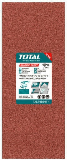 [TAC749241-1] 3-2/3" x 9" 5PCS Assorted Grits Aluminum Oxide Sheets