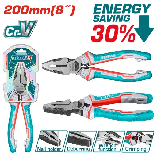 [THT210806S] 8" high leverage combination pliers