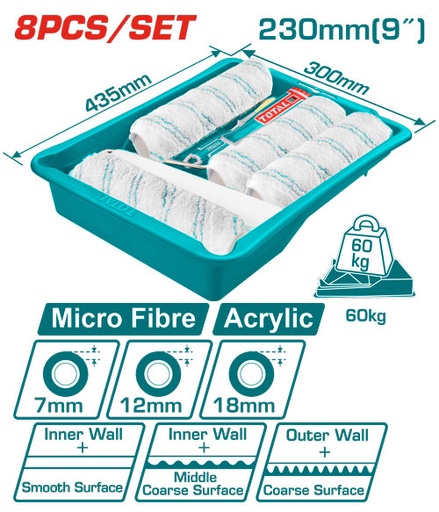 [THT811223081] 9"Cylinder brush 8 in1 set（Inner wall& outer wall)