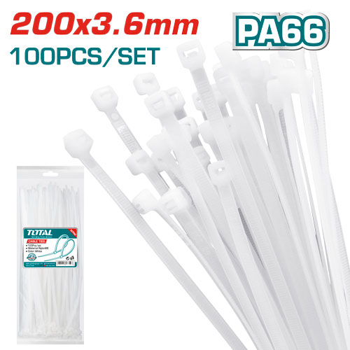 [THTCT2001] 8" Nylon Cable Ties White (100-Pack)