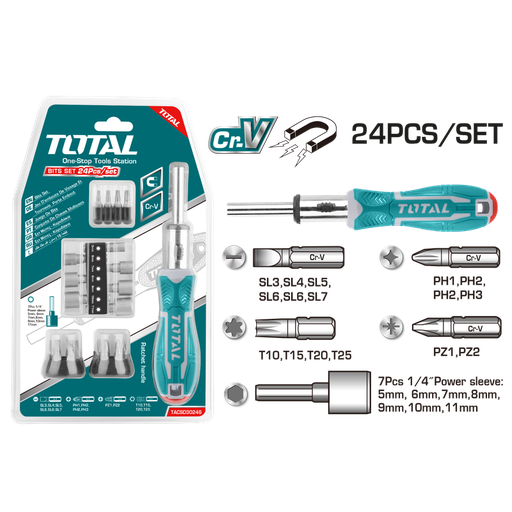 [TACSD30246] 24 Pcs ratchet screwdriver set