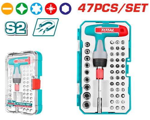 [TACSD30476] 47 Pcs T-handle ratchet screwdriver set