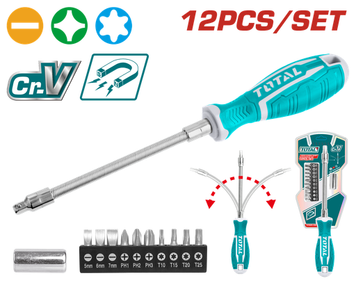 [THT250FL1206] 12 Pcs Flexible shaft screwdriver set