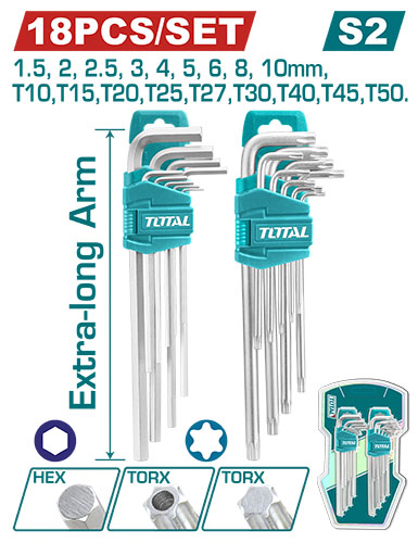 [THT106KT0181] 18 Pcs Hex Key And Torx Key Set
