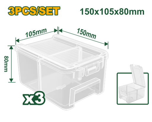 [JDTB8333] 3 Pcs Transparent storage bins set