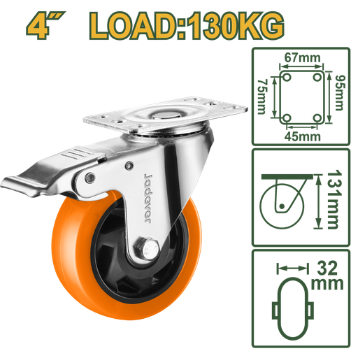 [JDJL2343] 4"X286lb ٍٍٍSwivel caster wheel with brake