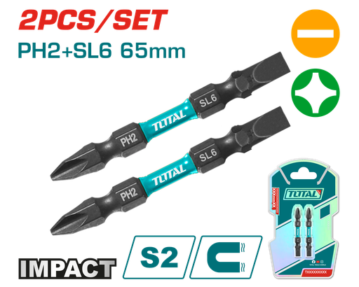 [TACIM72HL665] 2PCS PH2+SL6 X 2-1/2" Impact screwdriver bits set