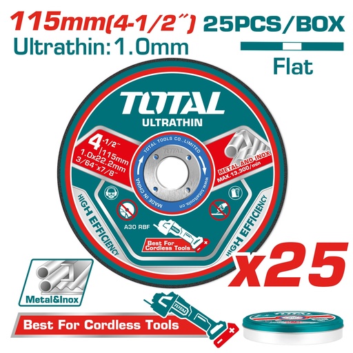 [TAC11011525] 4.5"X3/64"X7/8"25PCS Ultra-Thin metal cutting disc set