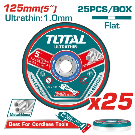 [TAC21012525] 5"X3/64"X7/8"25PCS Ultra-Thin metal cutting disc set