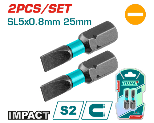 [TACIM71SL525] 2PCS SL5X0.8mmX25mm  Impact screwdriver bits set