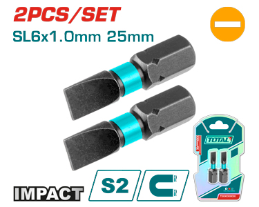 [TACIM71SL625] 2PCS SL6X1.0mmX25mm  Impact screwdriver bits set