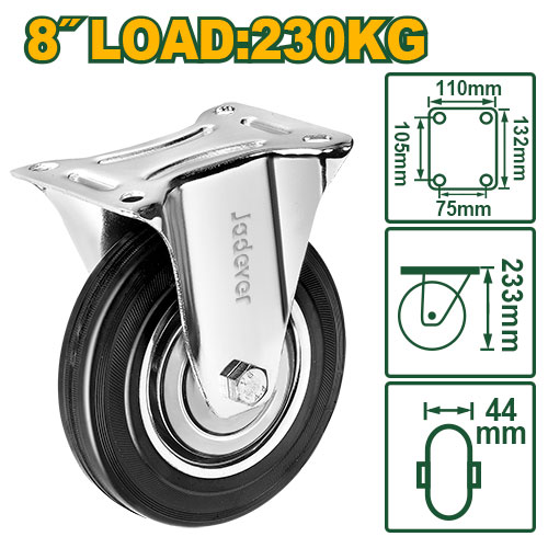 [JDJL3381] 8"X507lb Rubber Rigid caster wheel