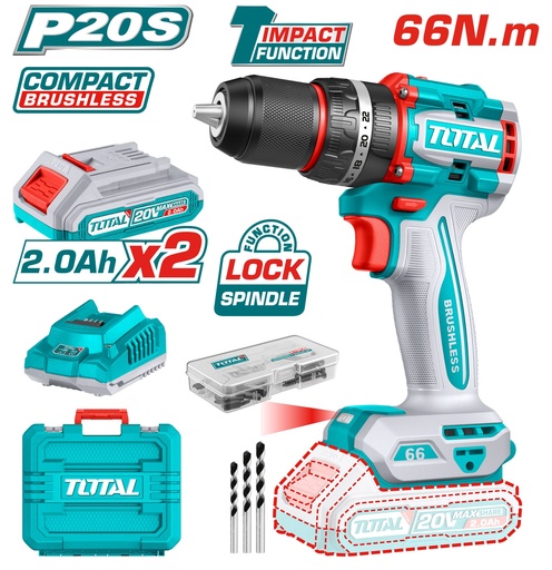 [UTIDLI20668] 20vx1/2" perceuse à percussion sans fil brushless compacte ensemble