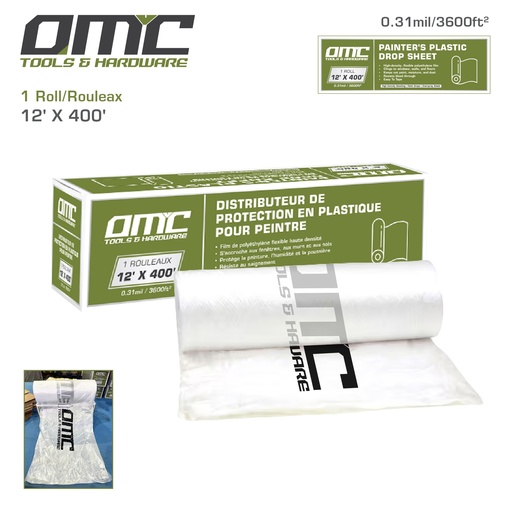 [OPP12400] Distributeur de protection en plastique pour peintre 12 x 400 pieds